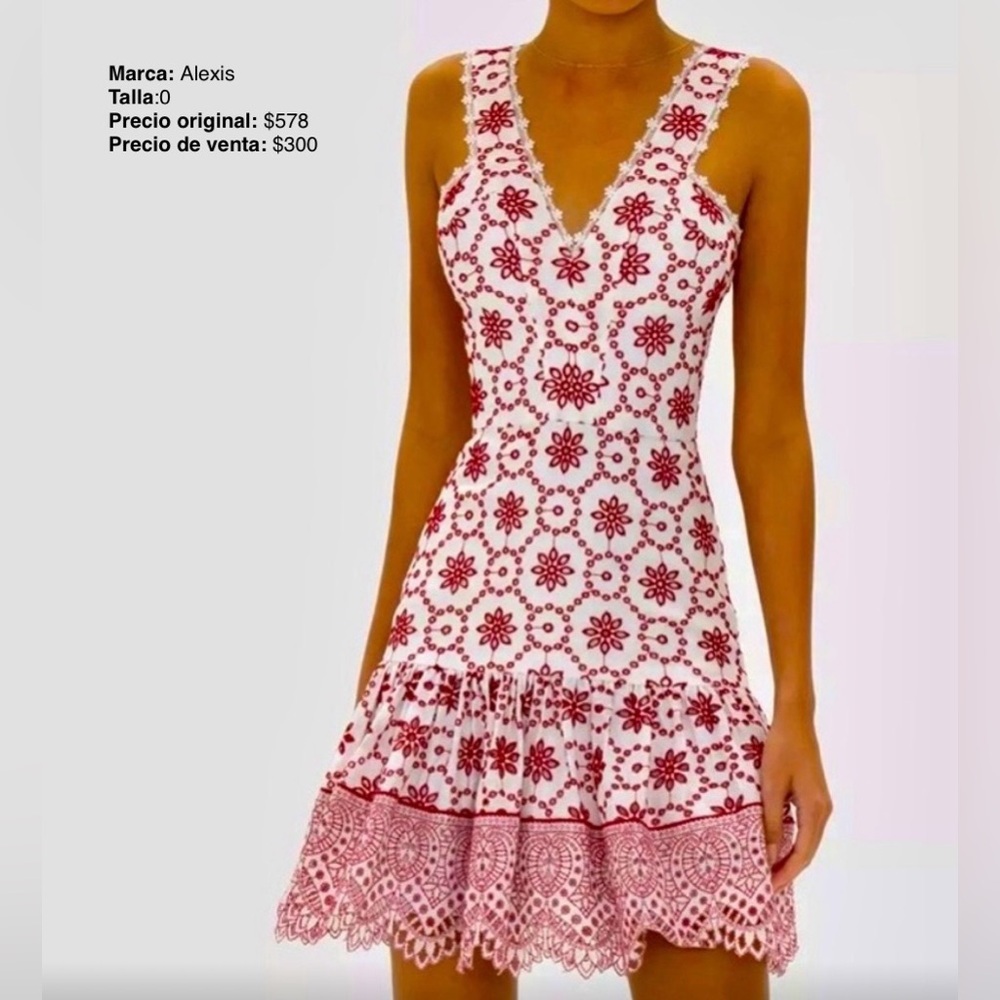 Alexis Crimson and White Lace Dress